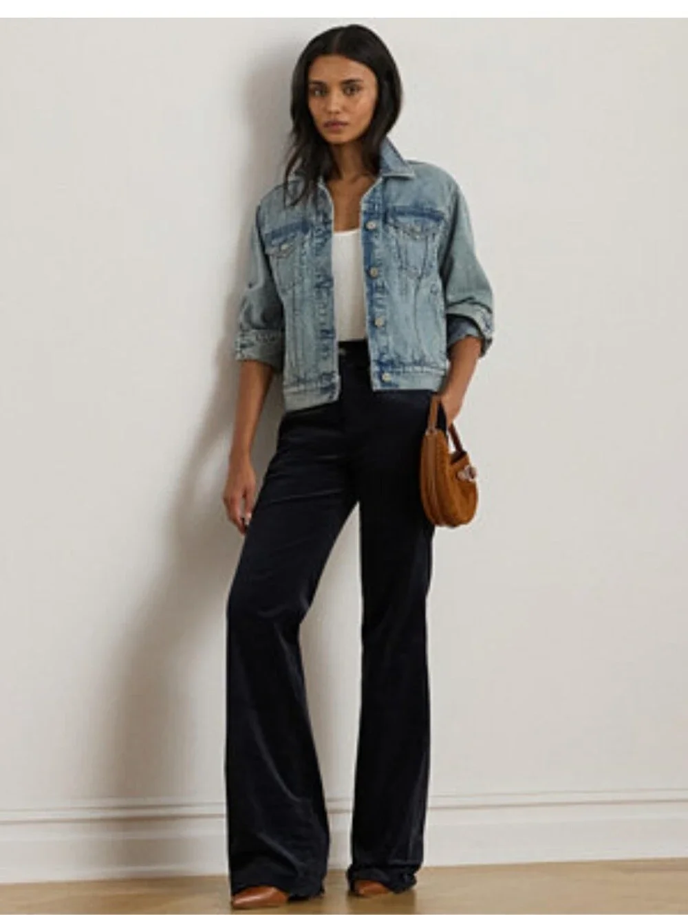 Ralph Lauren Women's Paizley Rigid Denim Trucker Jacket Size Large NWT